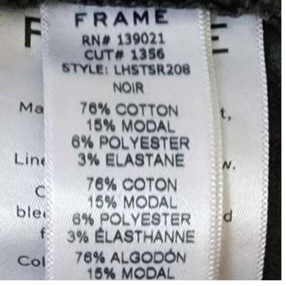 FRAME Le High Straight Shredded Raw Hem in Film Noir - Picture 9 of 13